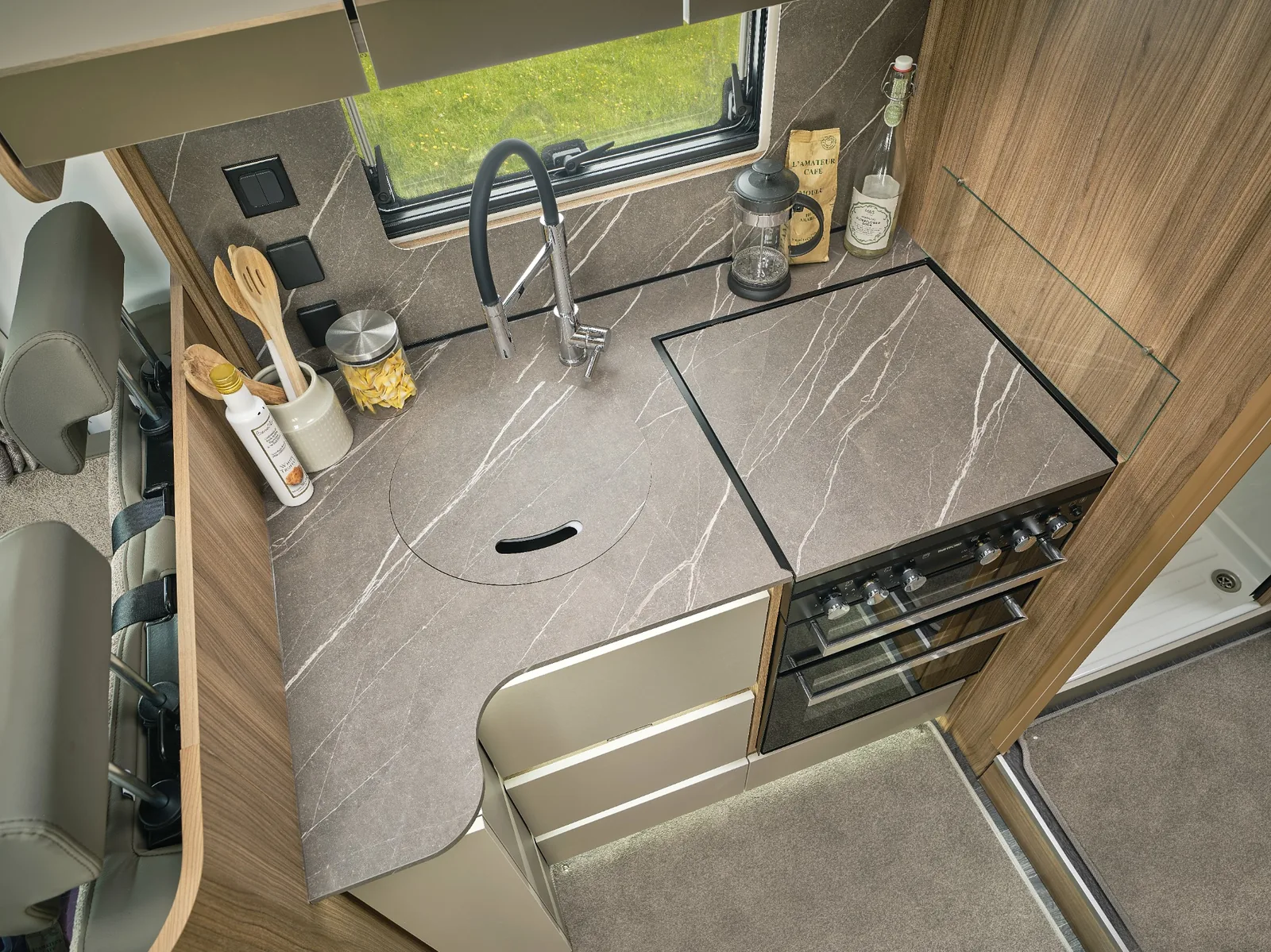 Bailey Autograph 79-4I kitchen with cooking facilities and generous worktop space