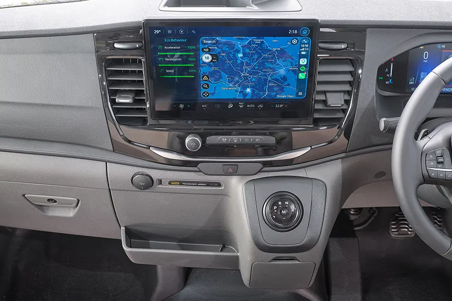 Bailey Endeavour B62 Ford Transit cab and infotainment system