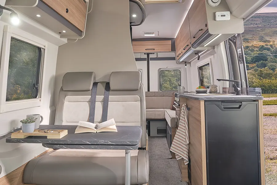 Bailey Endeavour B68 interior layout with front dinette kitchen and rear lounge