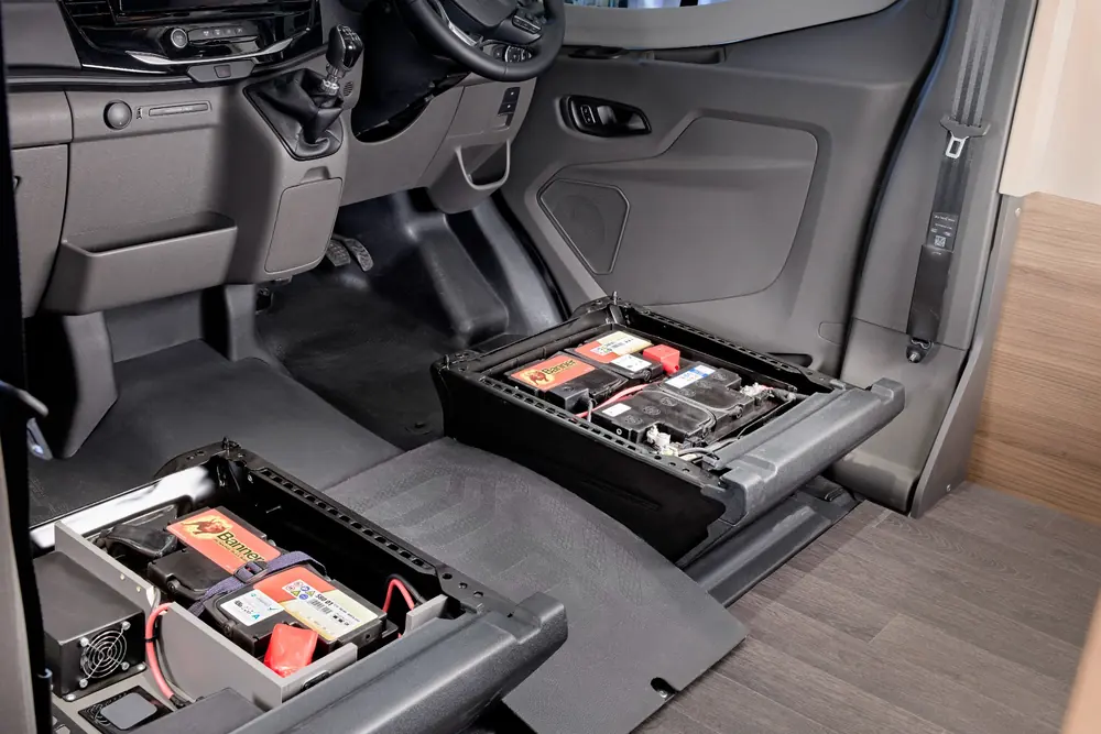 Bailey Endurance E65 twin 80Ah AGM leisure battery installation