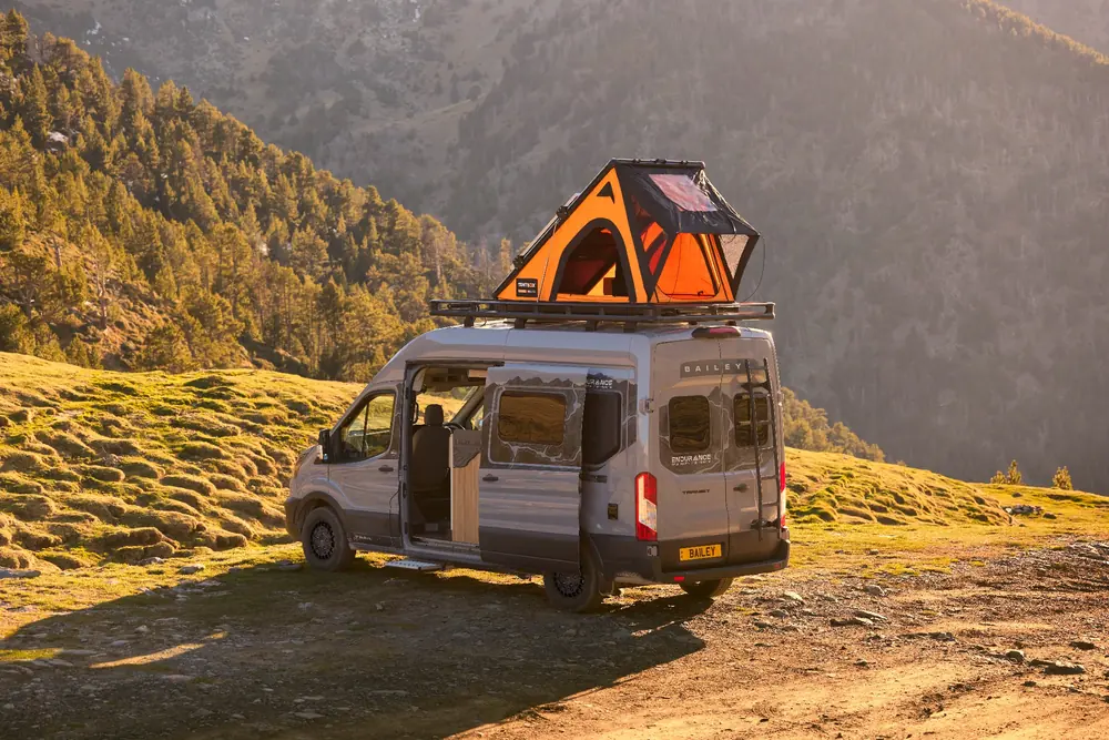 Bailey Endurance E65 with optional TentBox roof tent and high-level bed