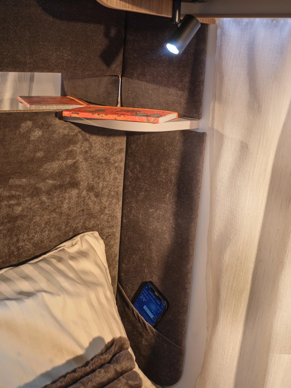 Bedside storage pocket in the Bailey Unicorn Deluxe Cadiz