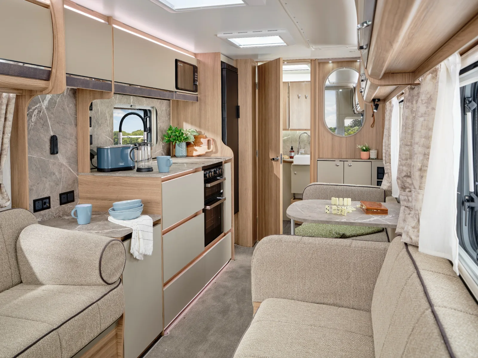 2027 Bailey Unicorn Deluxe Madrid interior at United British Caravans