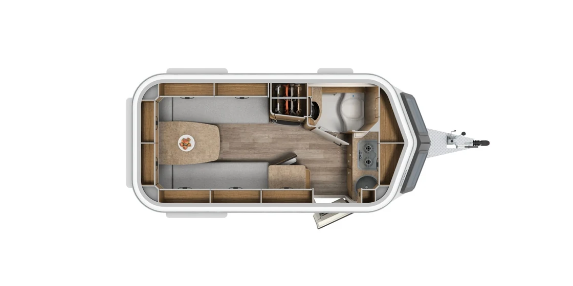 ERIBA Touring 420 two berth floorplan with front kitchen